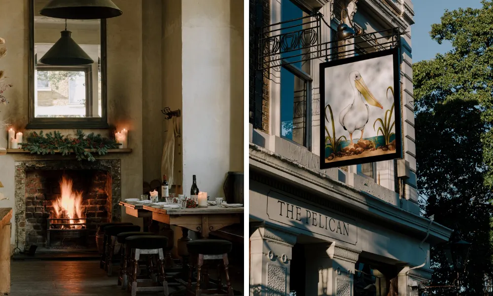 pelican dining room open fire