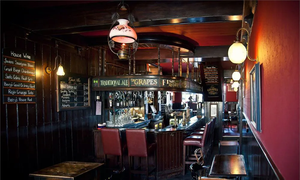Small pub interior with a view of the bar