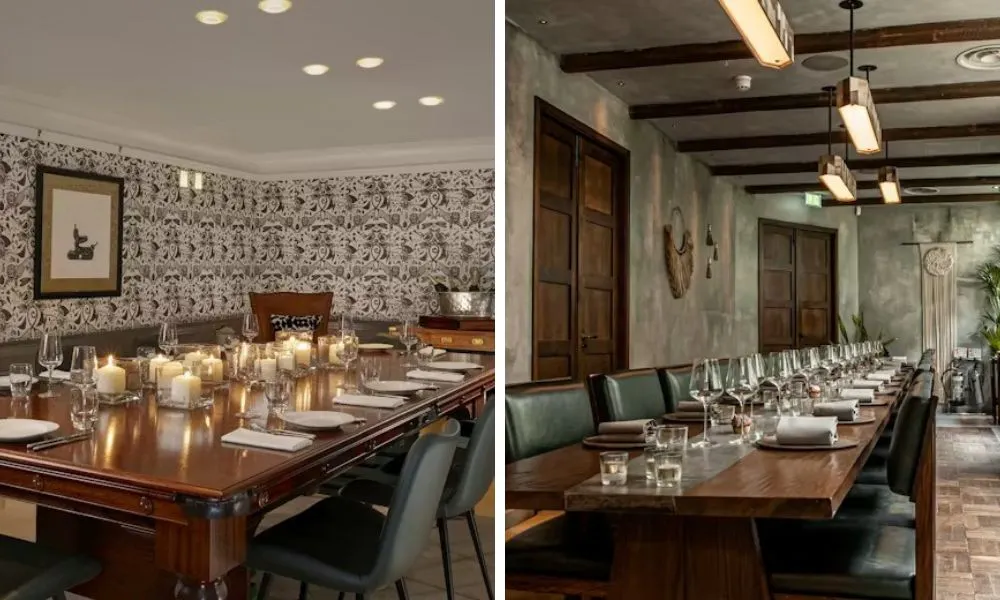 long banquet tables in private dining rooms