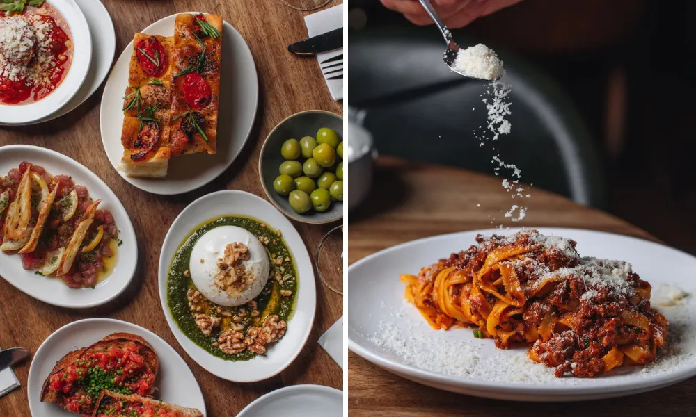 antipasti and pasta dish