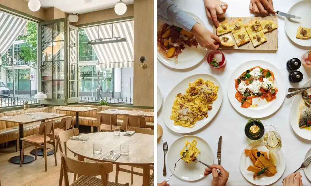 Elegant restaurant interiors and a selection of Italian small plates