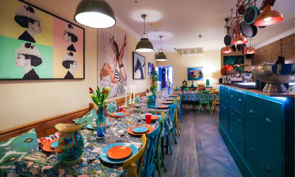 The Little Blue Door's cosy, kitchen-style private dining room