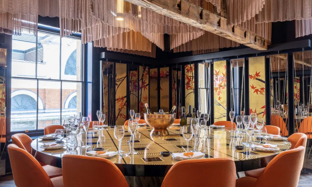 the colourful private dining room at Sushisamba