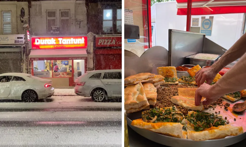 outside durak tantuni in the snow