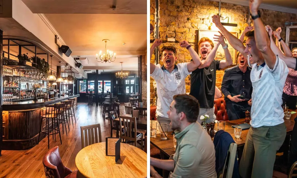 The railway pub interiors and celebrating fans