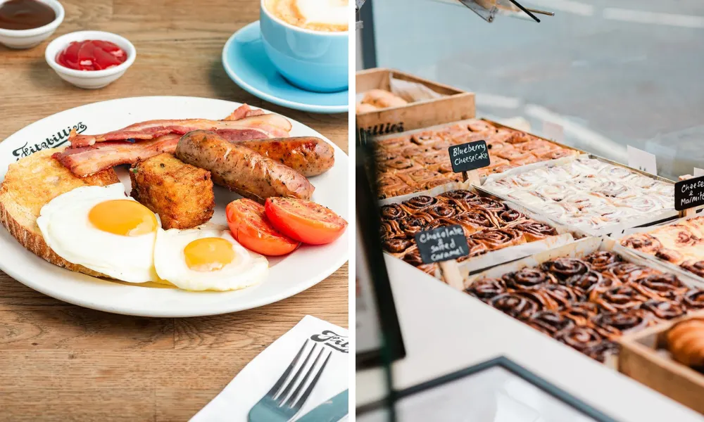 full english at fitzbillies and shot of chelsea buns