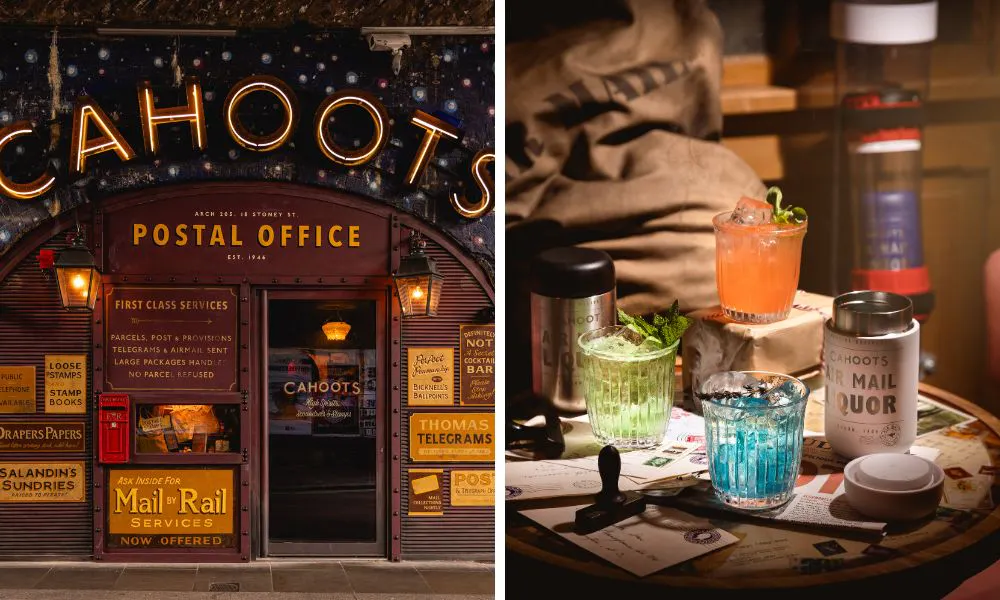 the exterior of cahoots and the fun cocktails
