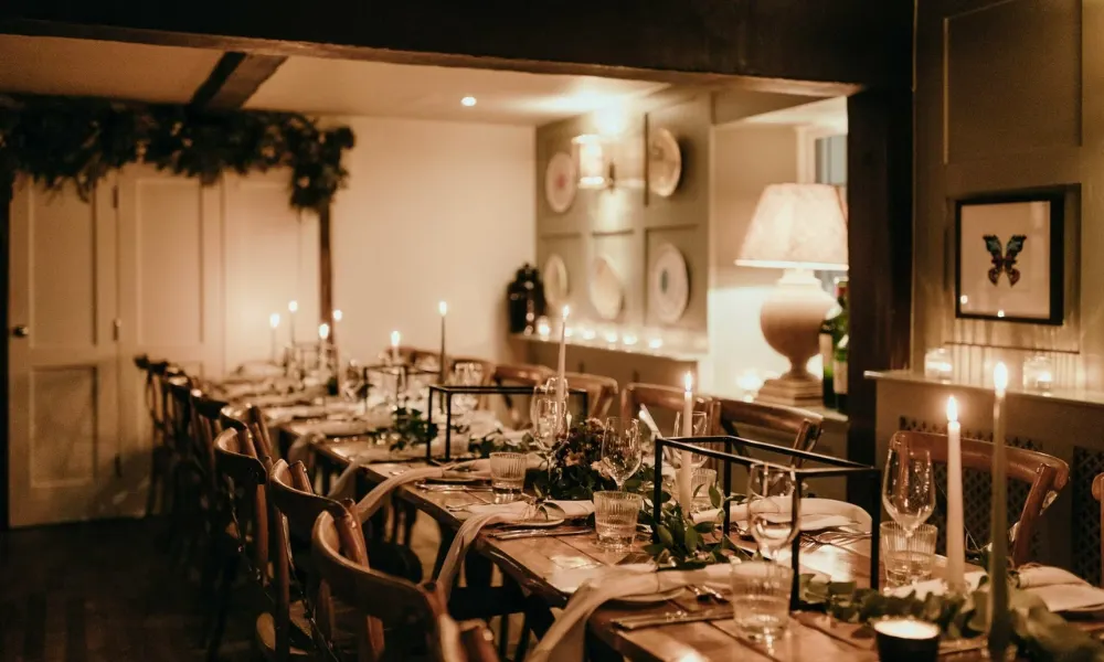 intimate wedding breakfast at greyhound on the test