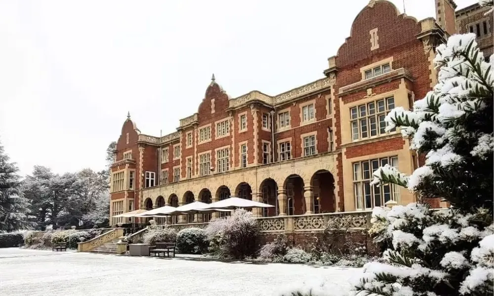 snow covered mansion house for weddings