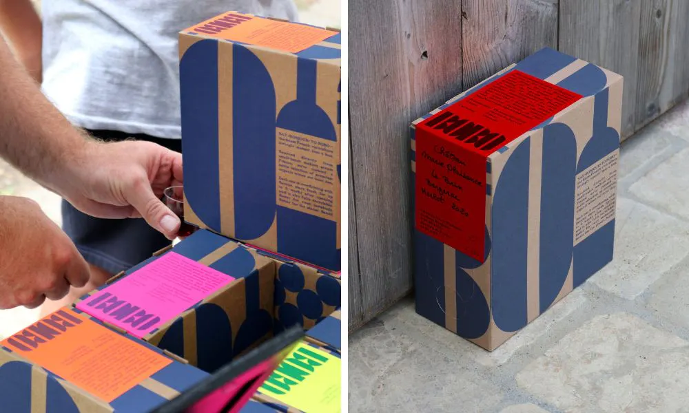 boxed wine and gift box with wine