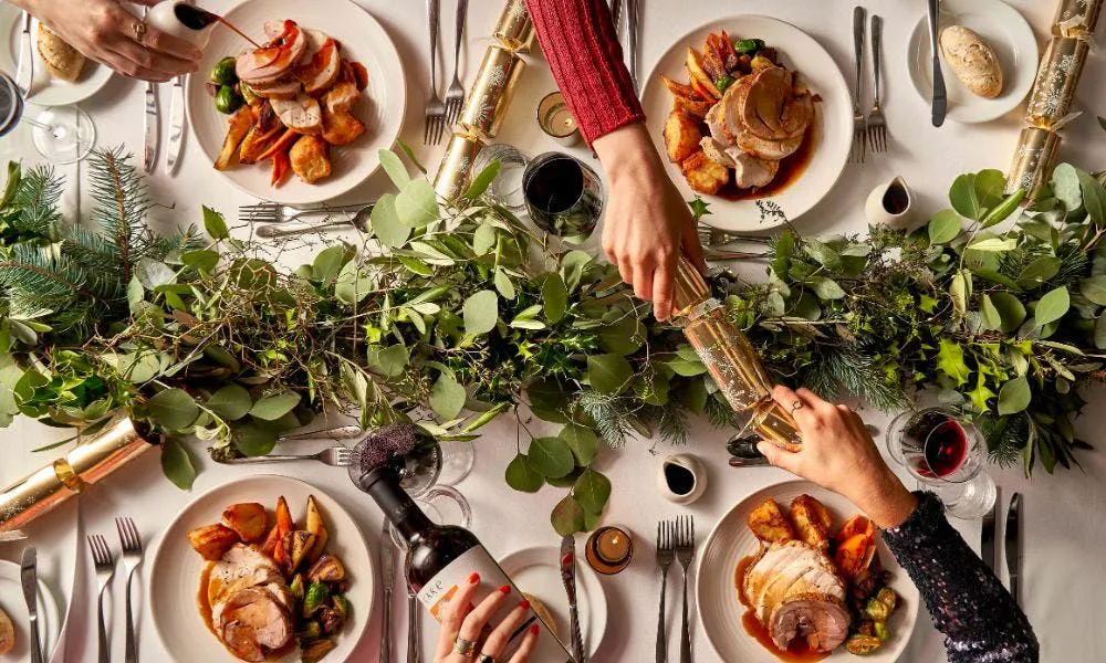 christmas crackers on table