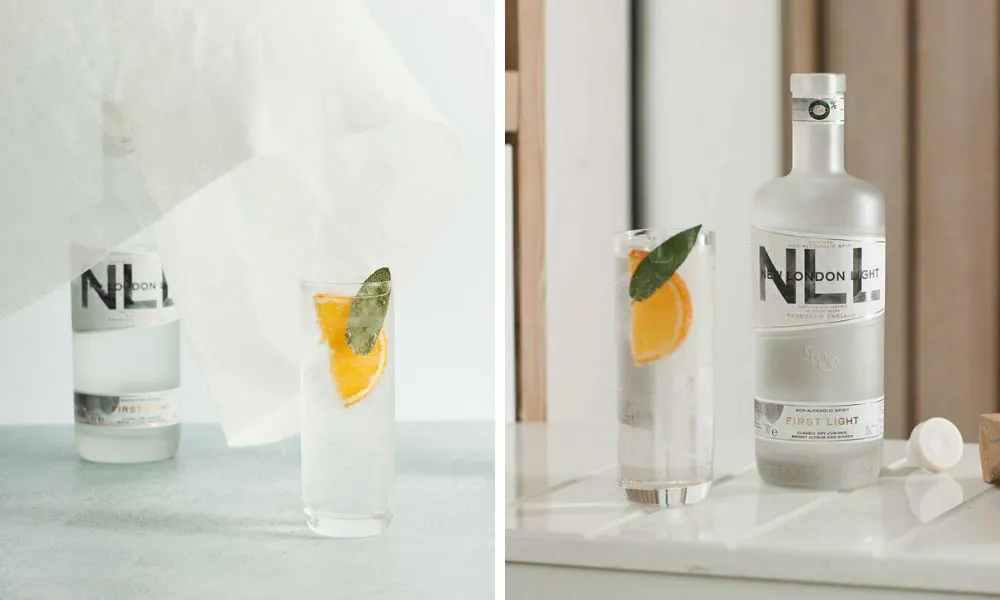 bottle of Salcombe New London Light alcohol free gin