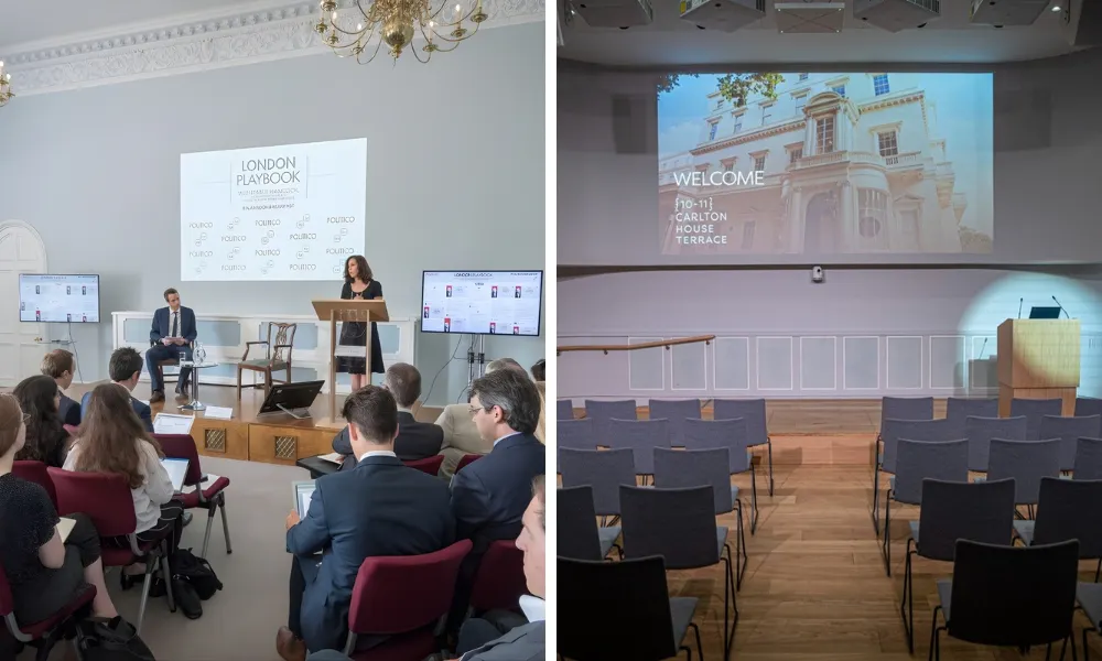 Event and speakers at 10-11 carlton house terrace