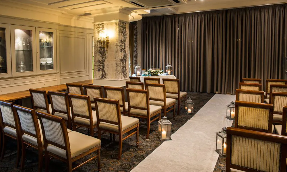 an intimate wedding ceremony set up