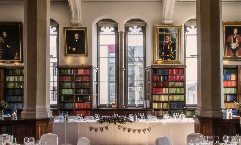 historic wedding venue backdrop at The University of Manchester