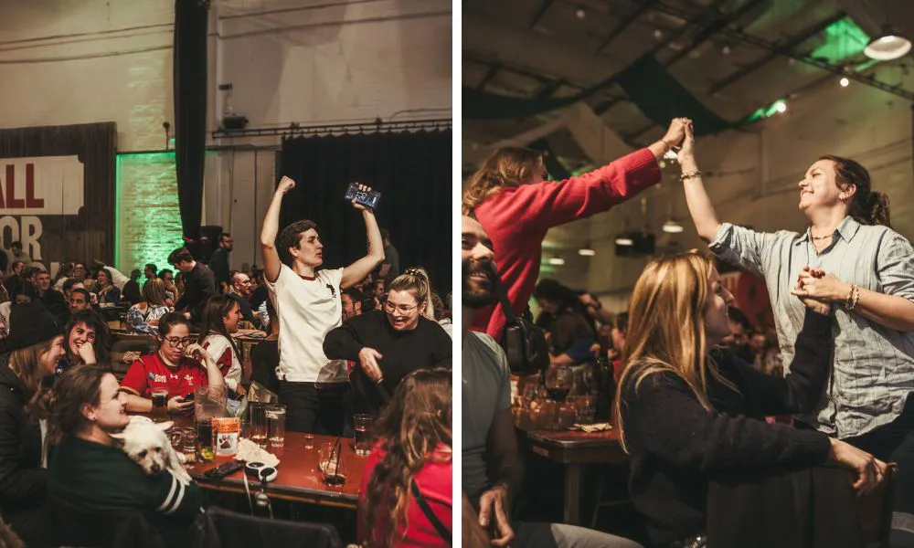 fans cheering while watching sport