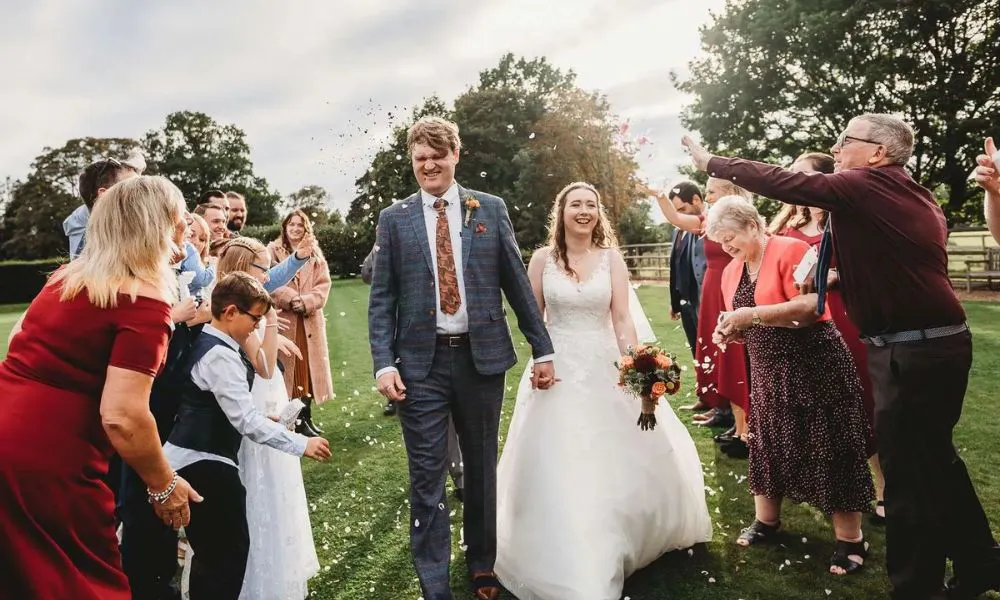 Couple walking down the aisle