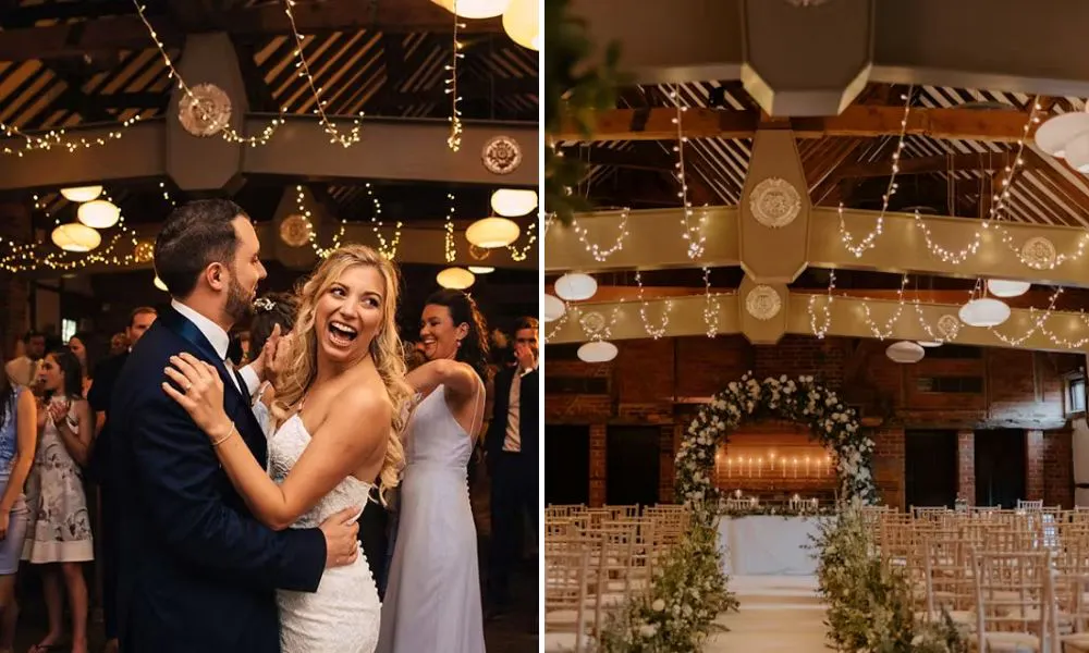 Couple dancing in the barn
