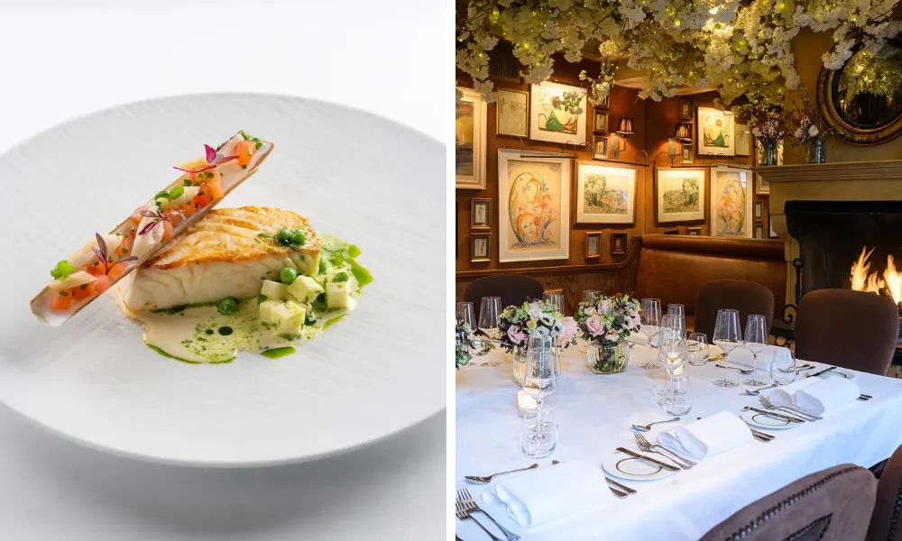 candles and flowers in private dining room at clos maggiore