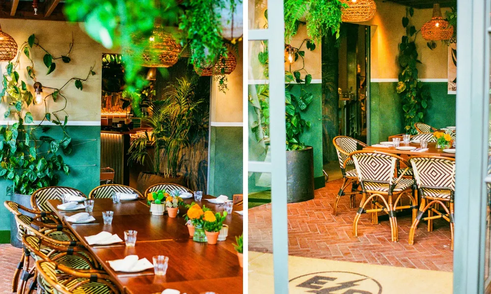 Green mexican inspired dining room