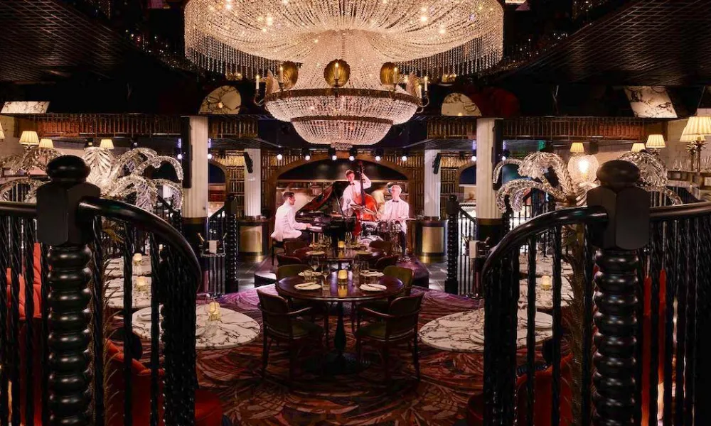 chandelier at the brasserie the maine