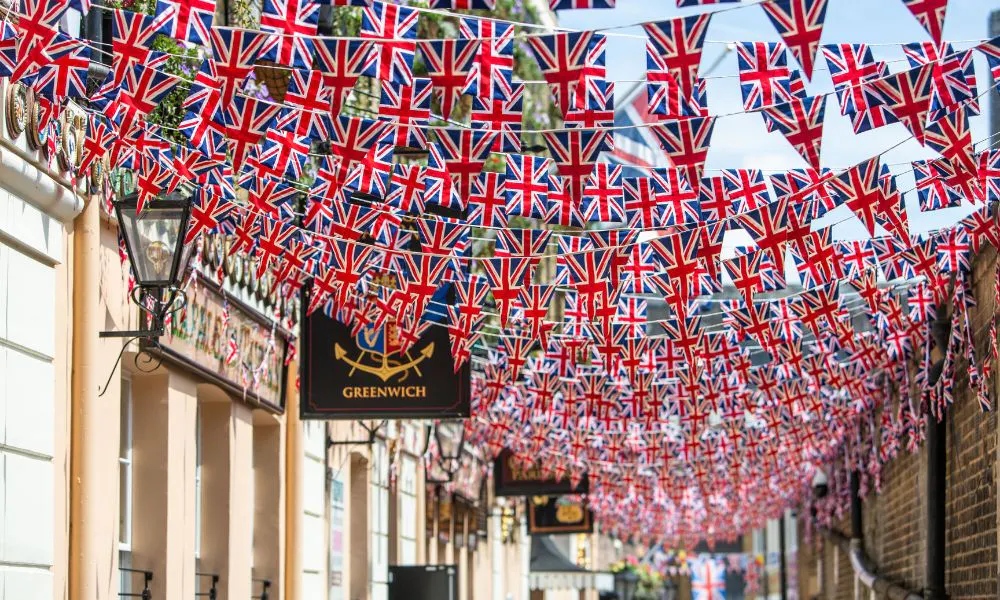 Trafalger Tavern union jack bunting