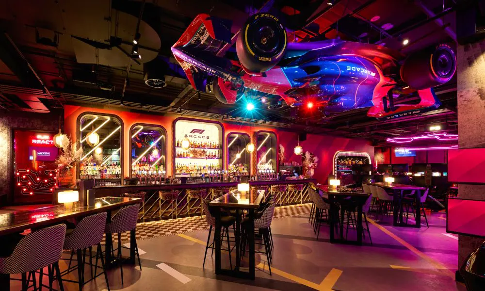 unique, racing-themed restaurant interiors