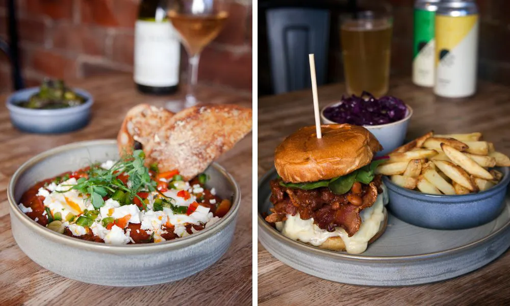 shakshuka and burger