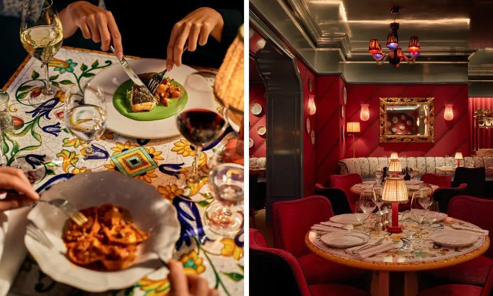 Red interiors and truffle risotto