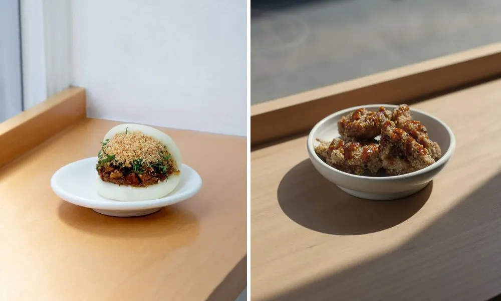 bao bun and fried chicken