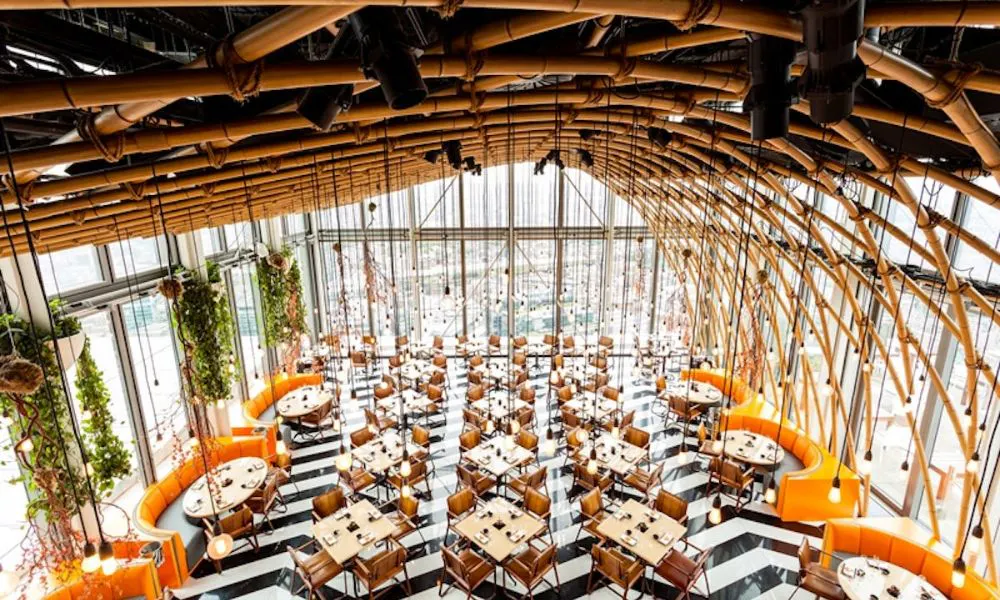 The stunning dining room at SUSHISAMBA's heron tower location