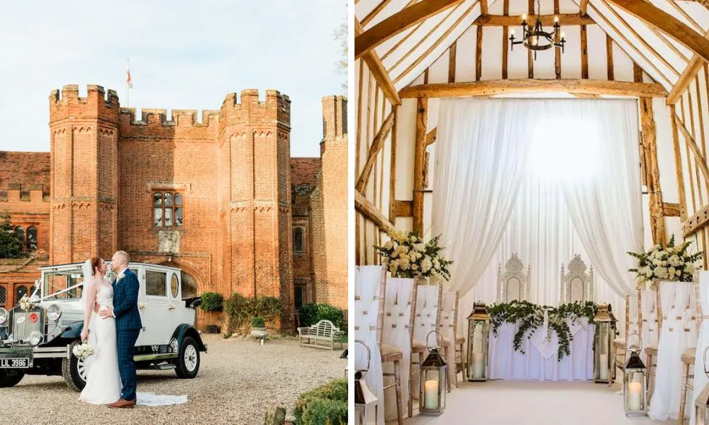 Leez Priory exterior and dining room