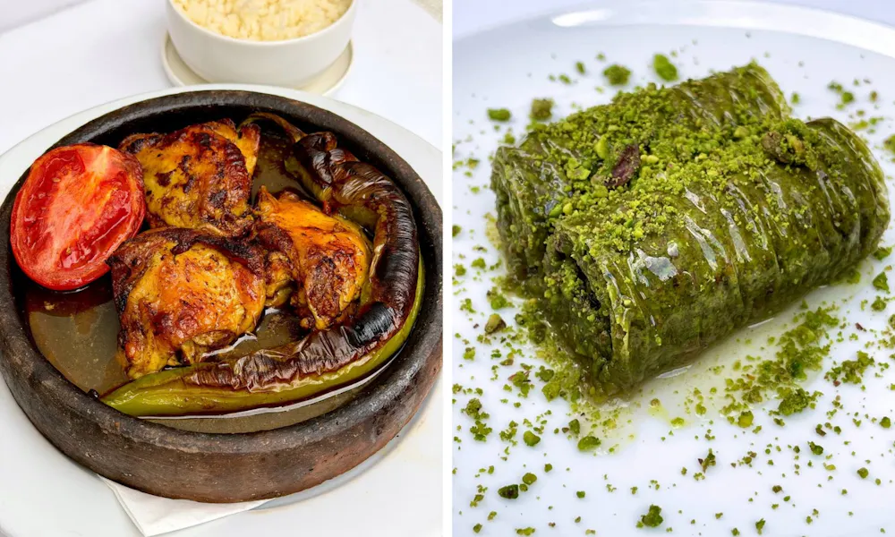 chicken shish and baklava at yamabahce