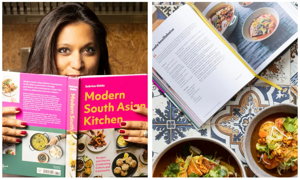Sabrina with book Modern South Asian Kitchen