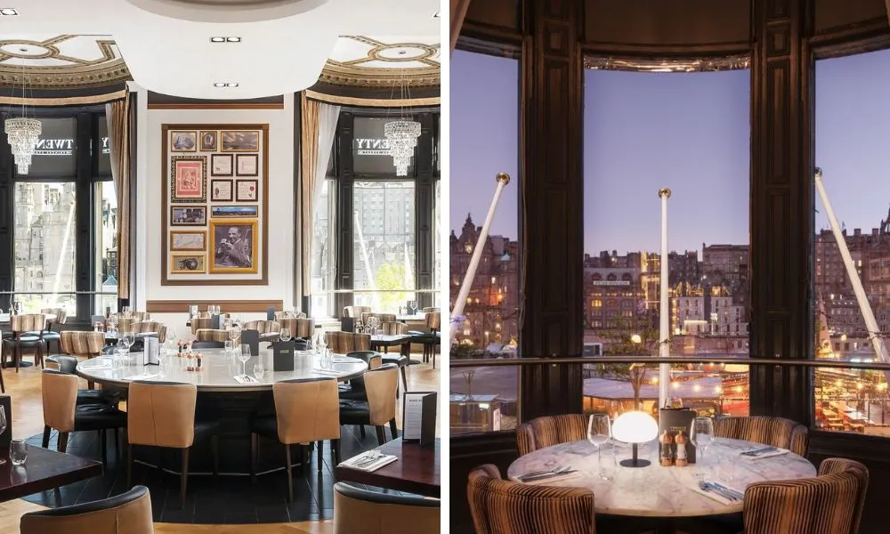 main restaurant dining room and round table with a view