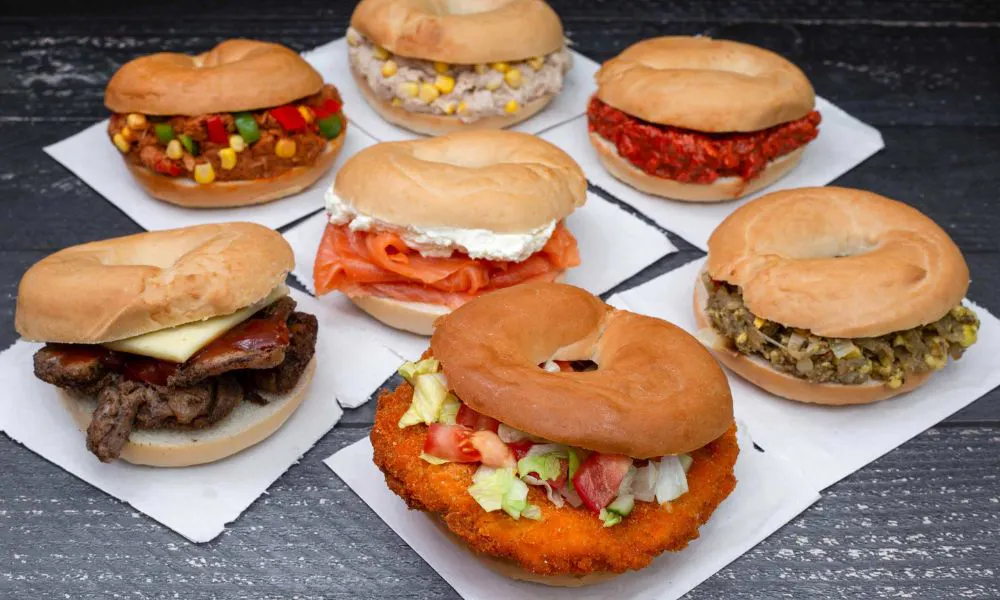 Different bagel flavours at Bagel King