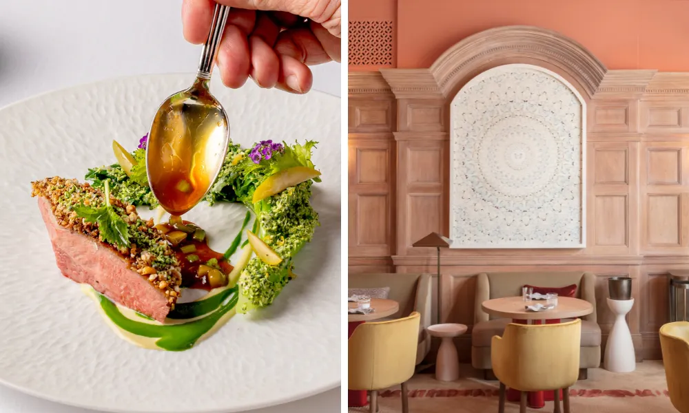 saucing a dish at helene darroze