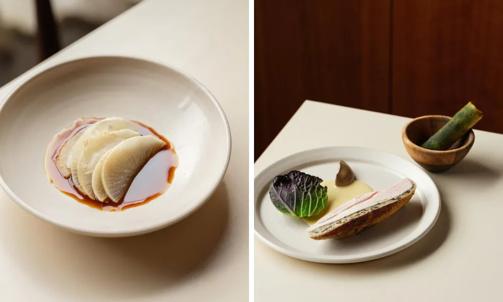 two fine dining dishes at ploussard tasting menu 