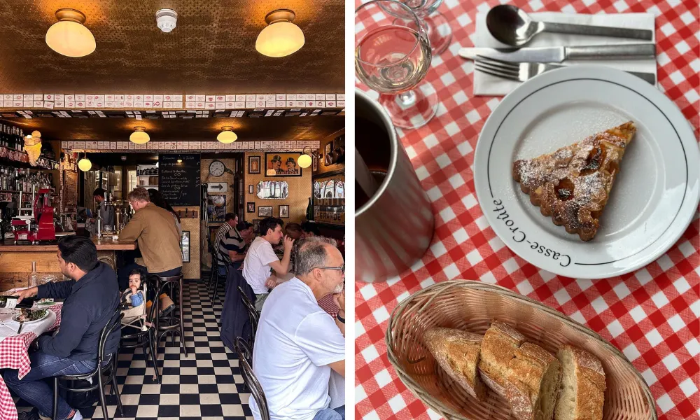 classic French tarte and bistro tablecloth