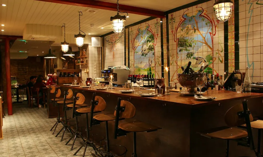tiled walls and counter dining at blanchette soho