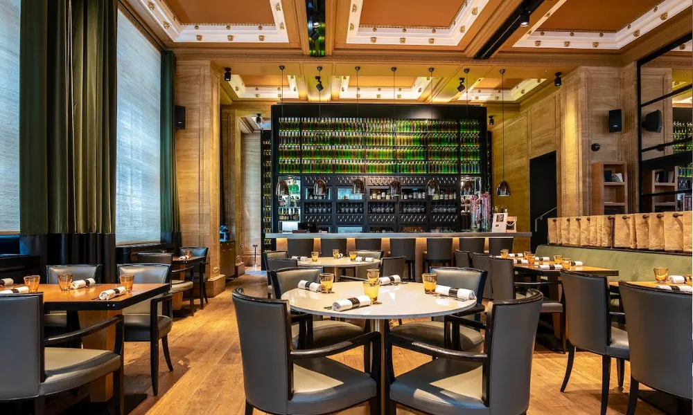 dining room and wine collection at les 110 de taillevent