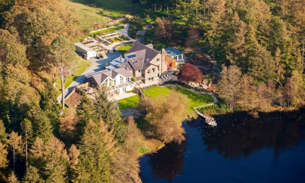 aerial view of gilpin lake house