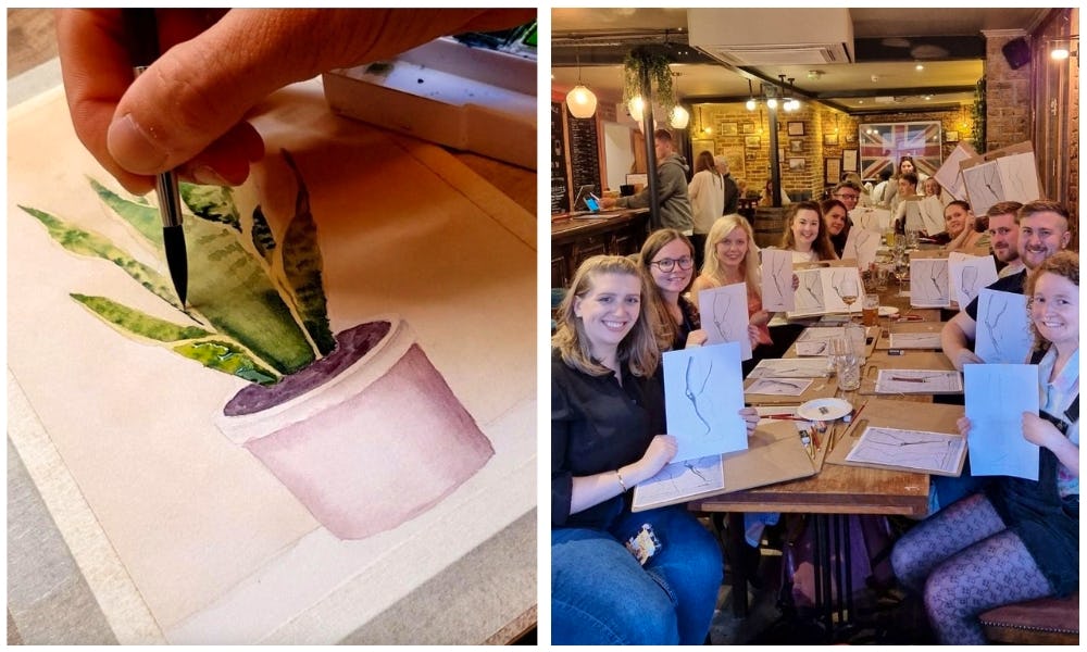 drawing with drinks hosted by artistand