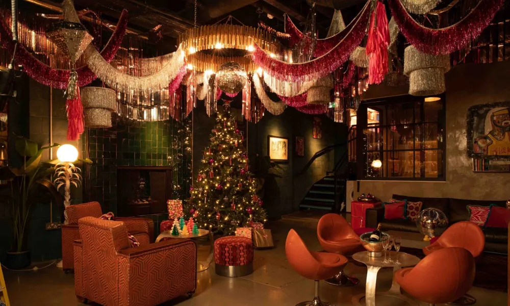 the festive interiors at the little scarlet door
