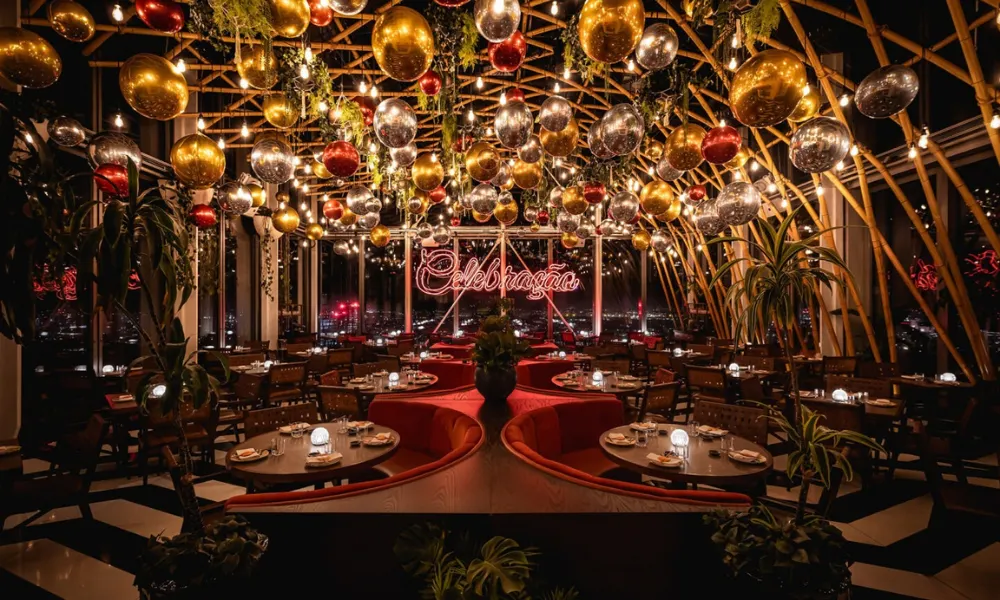 festive restaurant with a view sushisamba