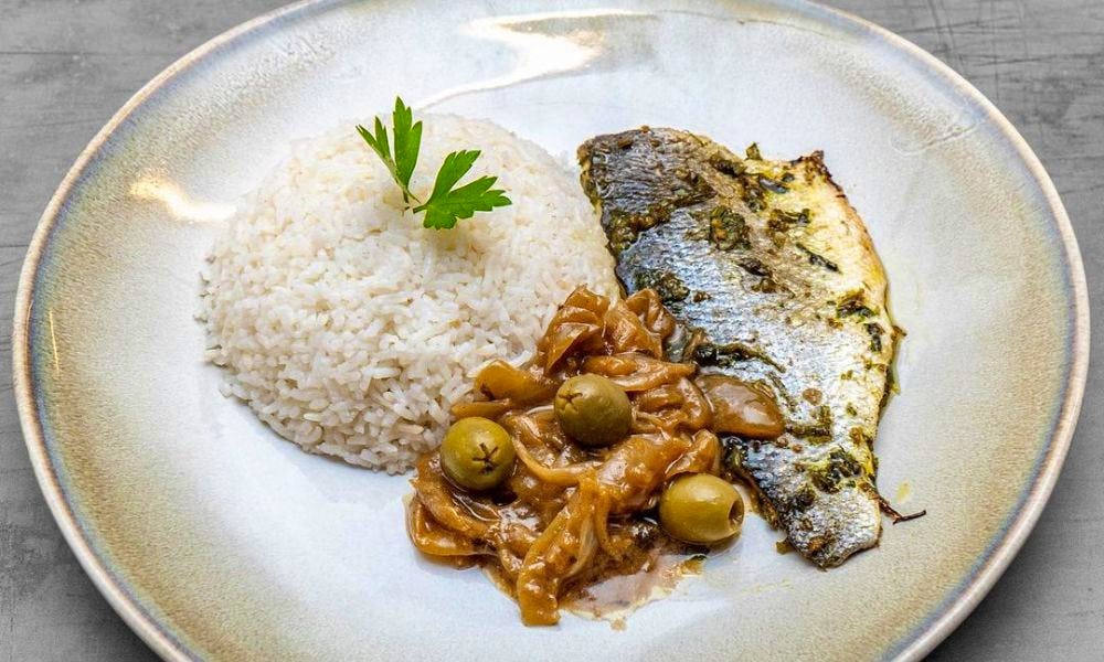 Sea bass and rice