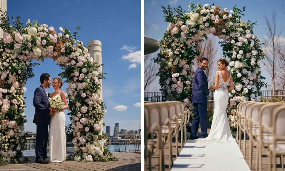 floral wedding arch at art'otel