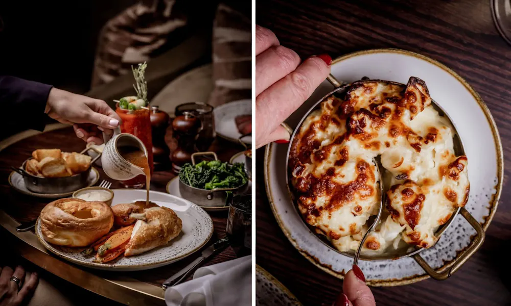 Roast dinner and cauliflower cheese