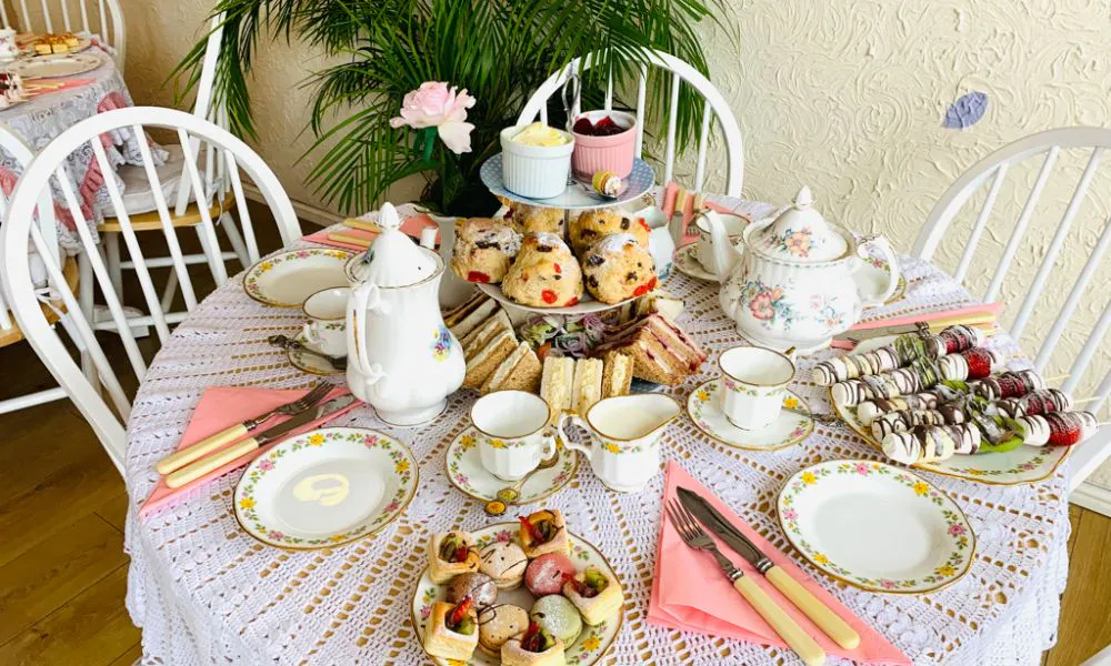 a table set for afternoon tea