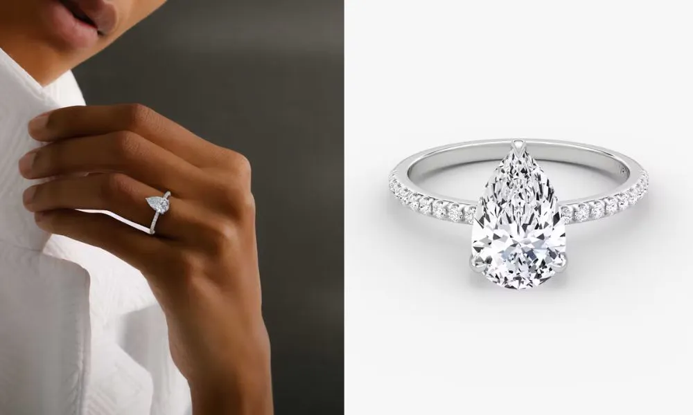 Pear shaped engagement ring